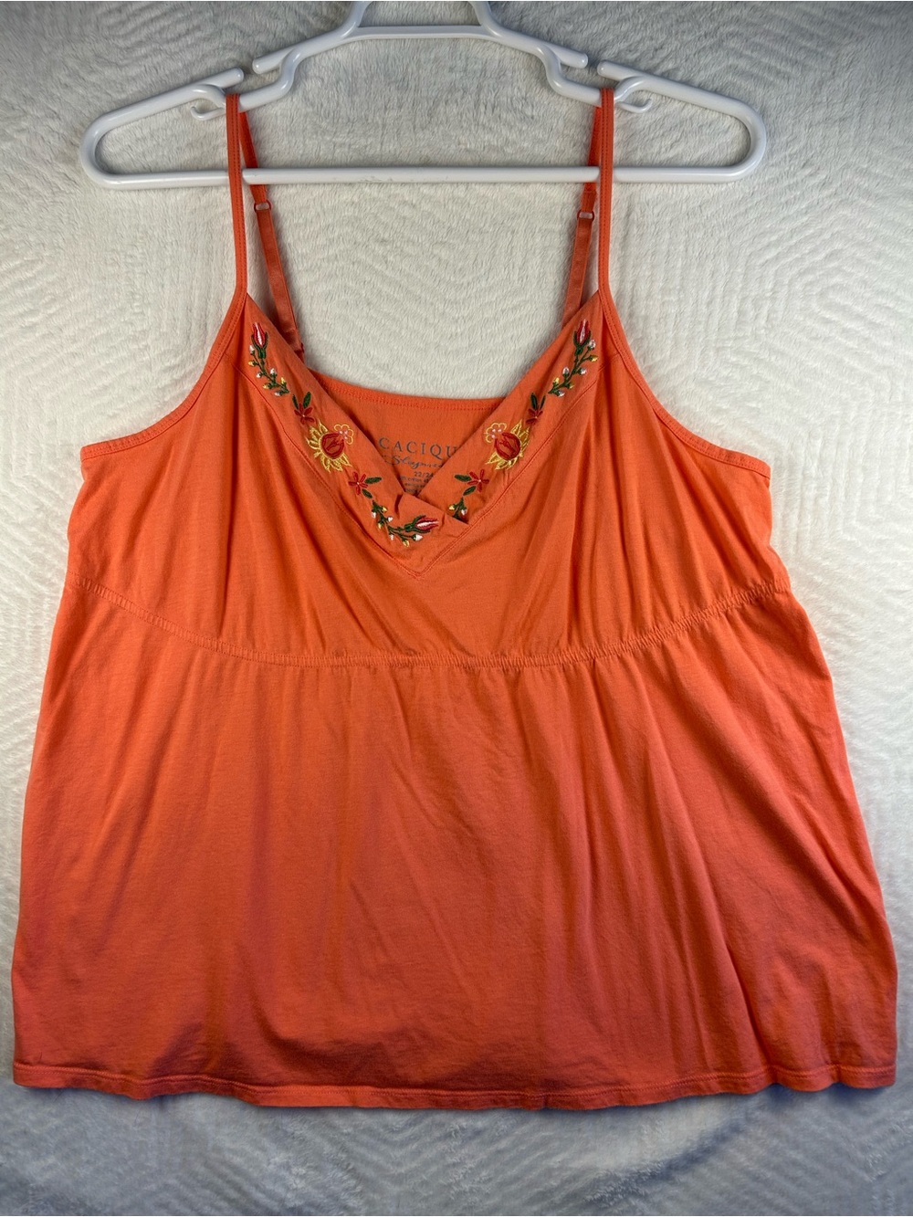 Cacique Orange Embroidered V-Neck Camisole